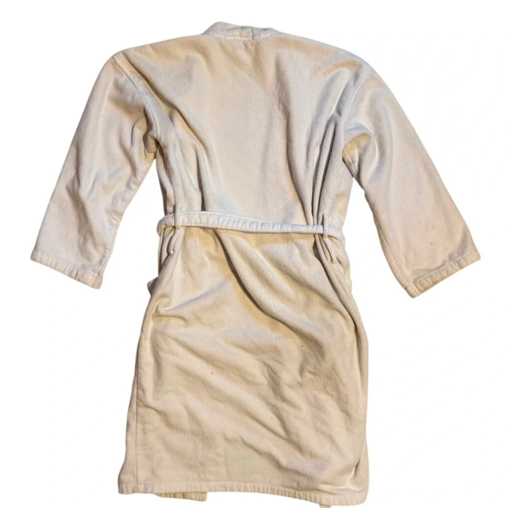 Polo Ralph Lauren Mens Cream White Cotton Terry Cloth Bath Robe S/M Logo Lounge